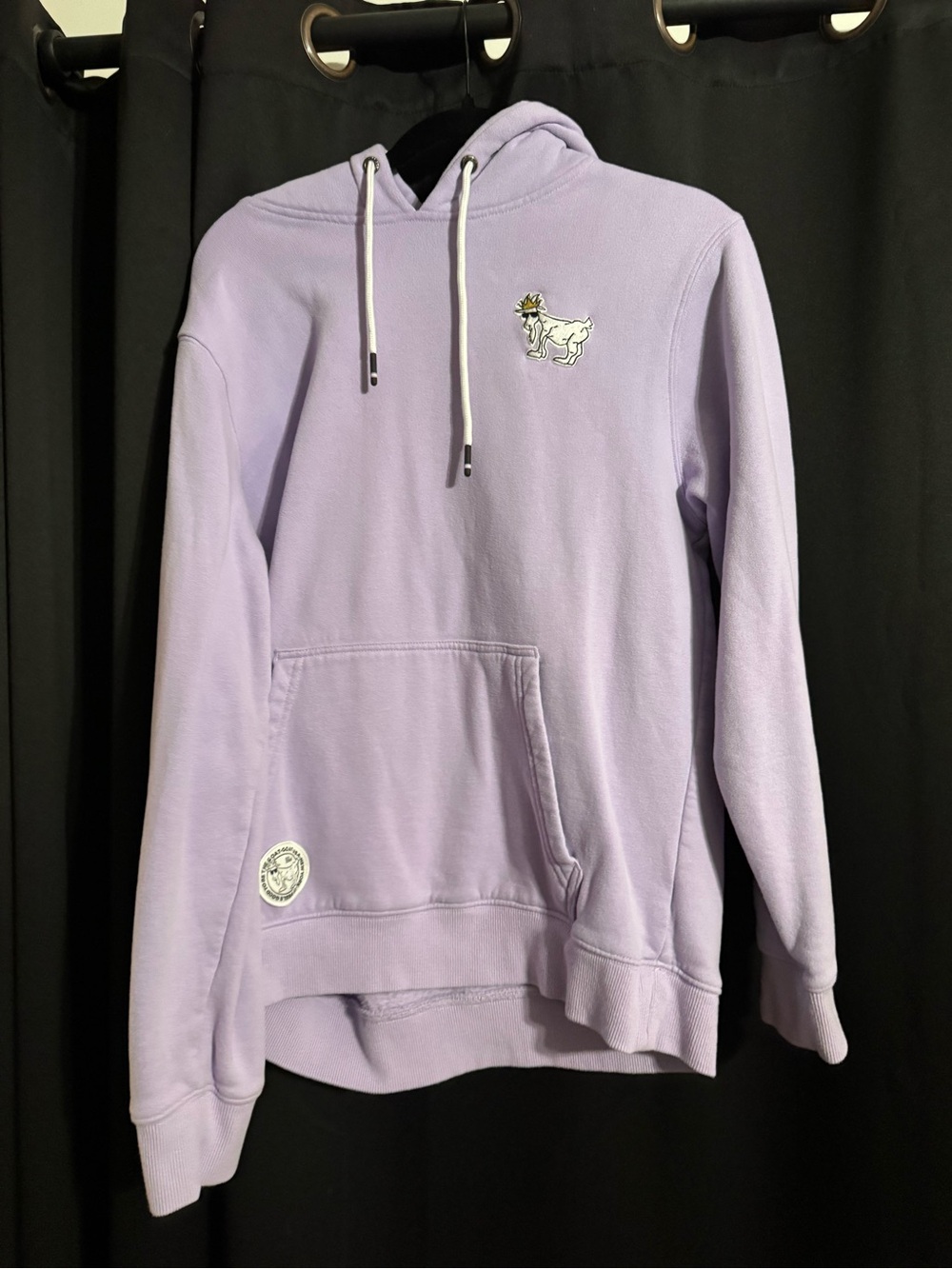Lavender Pullover Hoodie with Embroidered Goat Accent